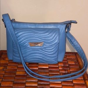 Nicole Miller blue leather double strap purse